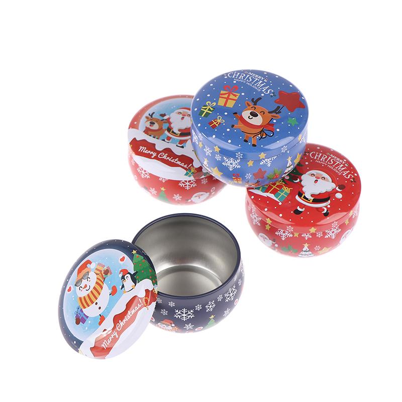 1Pcs Christmas Gift Box Metal Tin Candy Cookie Packaging Box Containers Kids New Year Gift Decor Xmas Party Supplies Navidad
