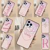Personalised Initials Name Pink Shiny Back Case For iPhone 16 15 14 13 11 12 Pro Max Mini XS X XR 7 8 Plus Phone Cover