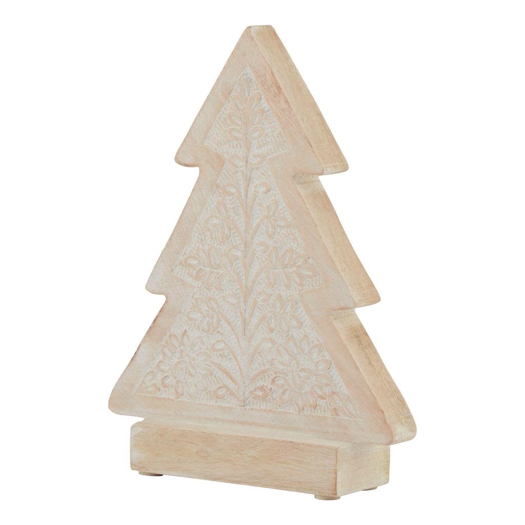 Hill Interiors White Wash Collection Wooden Patterned Tree Decoration