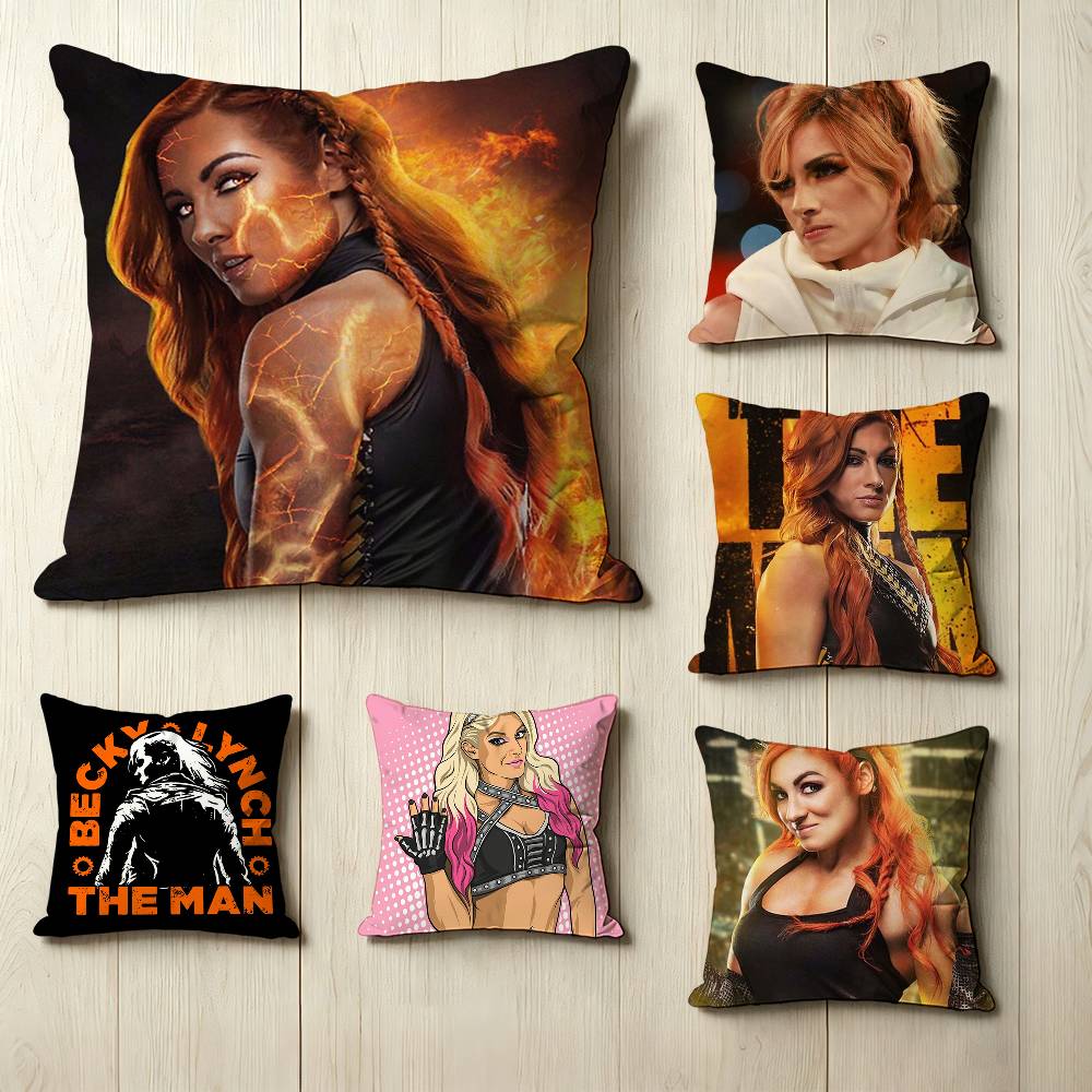 TThe Man BBecky Lynch Pillow Case Square DoubleSided Sofa Cushion Cover Bedroom Bedside Pillow
