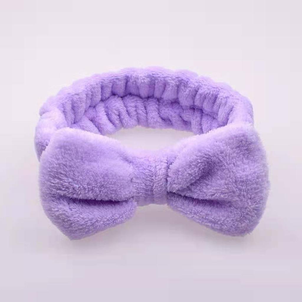Bowknot Headband Solid Color Ladies Wide Face Wash Headband Plush Headband