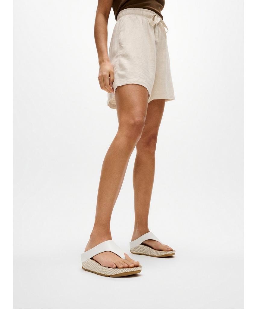 Женские шлепанцы Fitflop Lulu Lux с графическим плетением из кожи, с ремешком между пальцами - Урбан Уайт (Ft64K2T301)