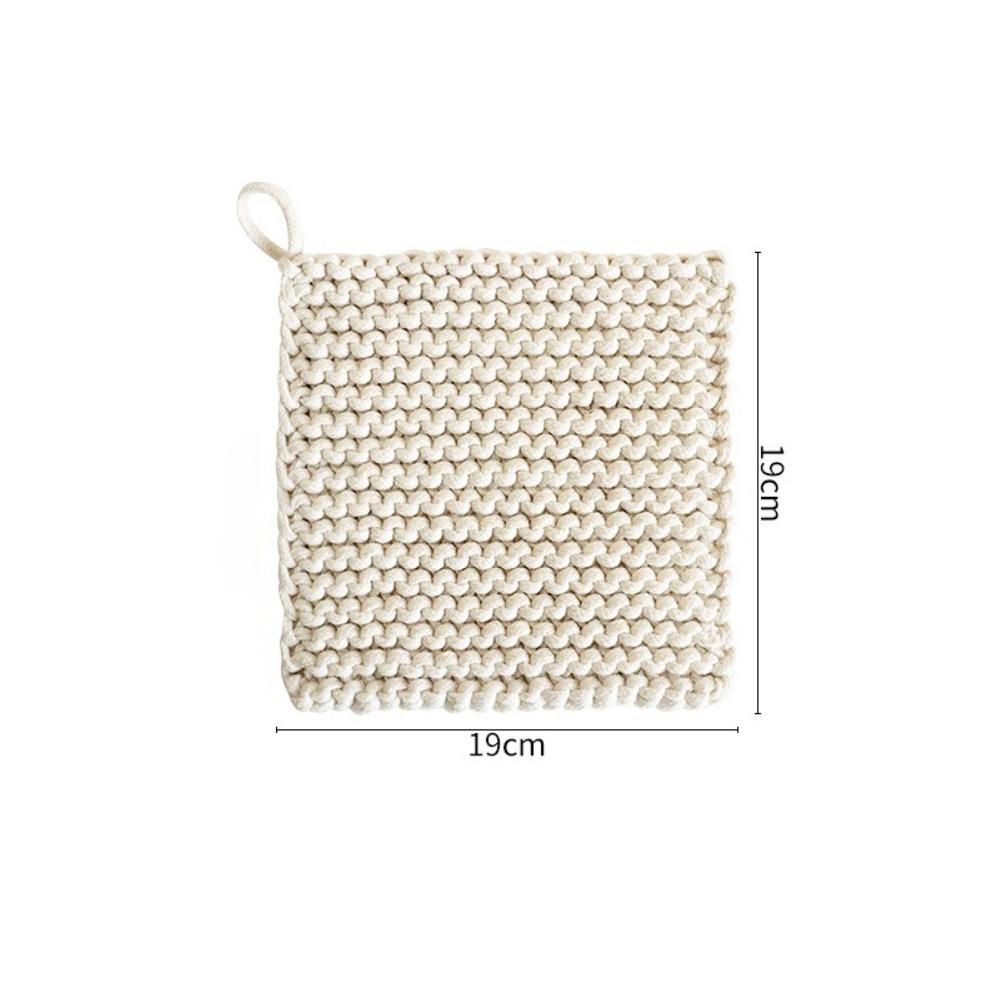 Вязаная хлопковая теплоизоляционная подставка под горячее, многоразовая, противоскользящая, нескользящая, для украшения стола, из шерстяного материала, вязаная вручную