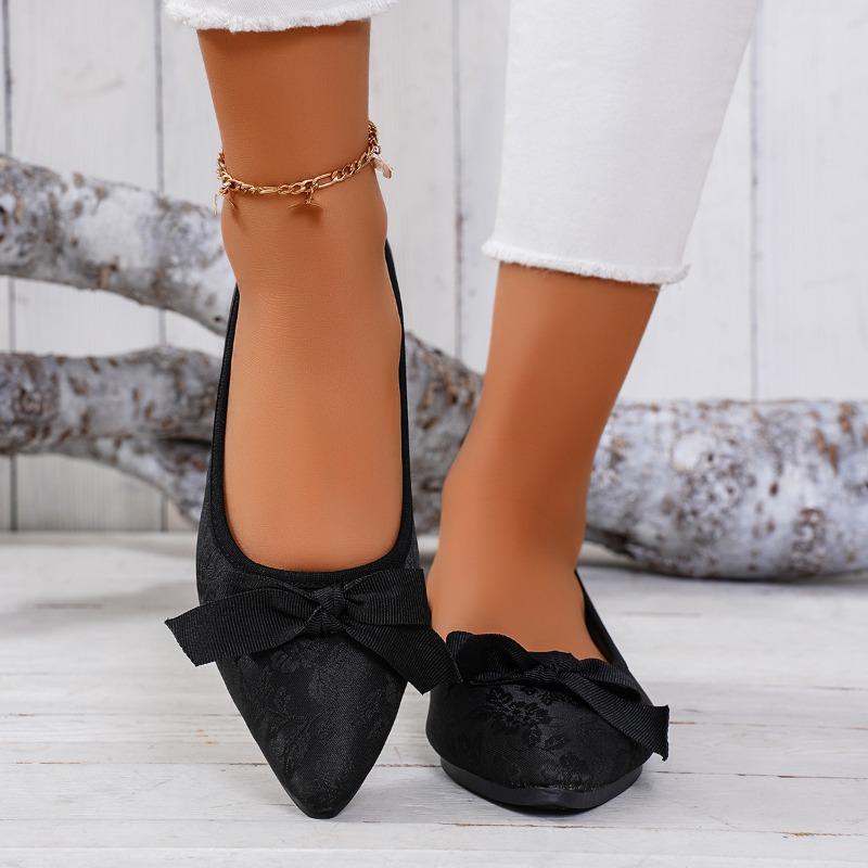Women's Shoes 2024 Slip On Women's Flats Casual Daily Flats Women Butterfly-knot Pointed Toe Soft Bottom Plus Size Shoes Women