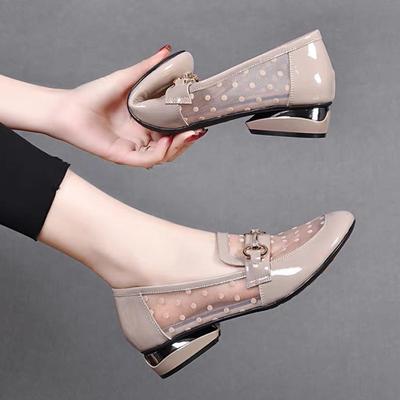 Женские туфли на низком каблуке в стиле ретро Horsebit из лакированной кожи с сеткой Pacthwork с мягкой подошвой Женские офисные туфли Летние туфли-лоферы Туфли-лодочки