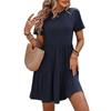 YYFS Женская мода лето весна однотонный принт с коротким рукавом и круглым вырезом с высокой талией повседневные платья