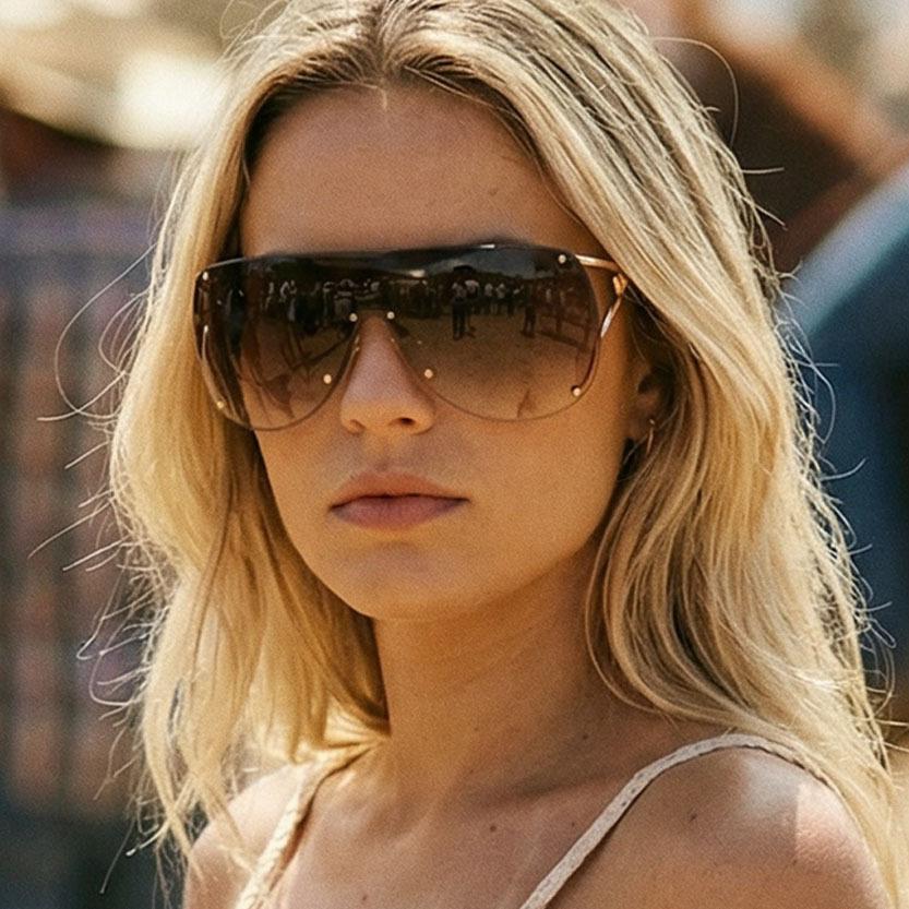 New Frameless Square Outdoor Sunscreen Sunglasses European And American Personalized One-Piece Sunglasses Trendy Men'S And Women'S Sunglasses