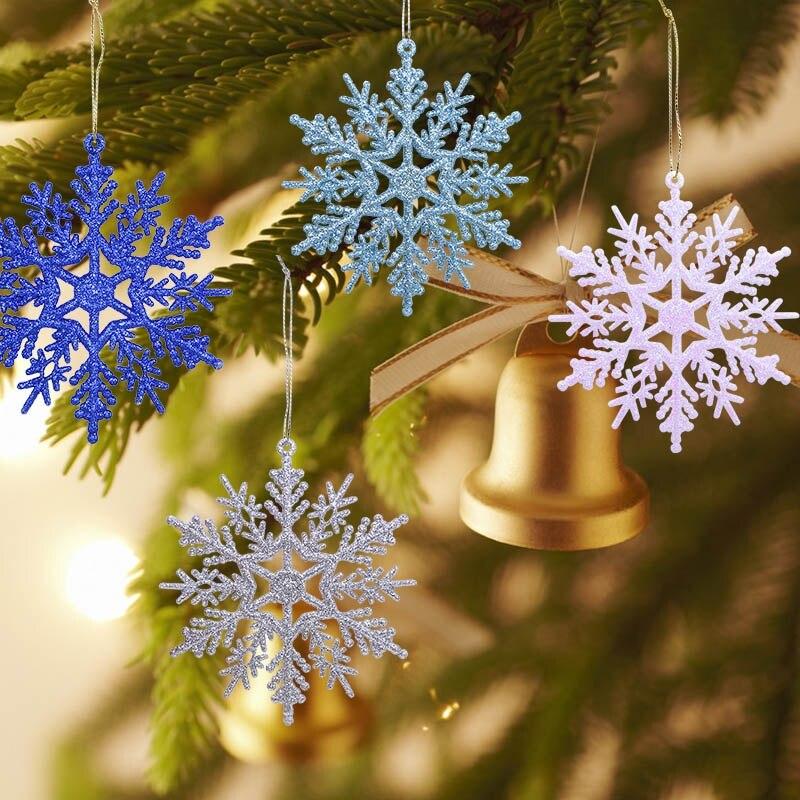 6/12pcs Snowflakes Ornaments Colorful Shining for Christmas Tree