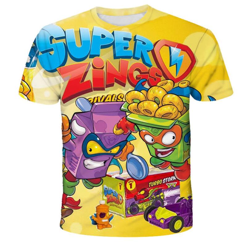 Одежда с героями мультфильмов Super Zings, футболка для детей, уличная одежда с короткими рукавами, детская футболка Superzings, детская одежда, топы