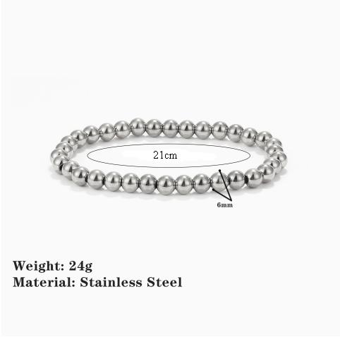Stainless Steel Elastic Strand Beads Bracelets Bangles For Woman Waterproof Beaded Chain Bracelet 21cm