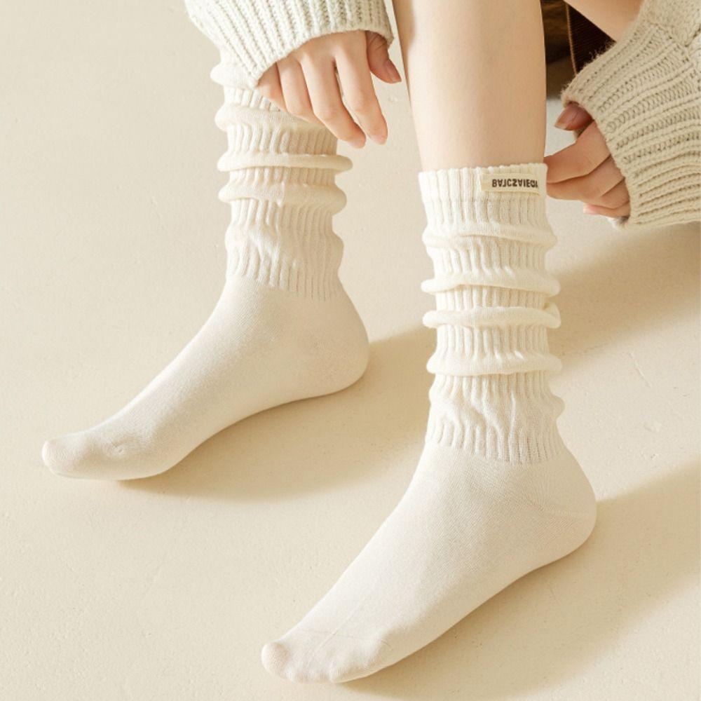 Elastic Tiered Piled Calf Socks Lolita Autumn Winter Long Socks Cute JK Stockings  for Women Girls