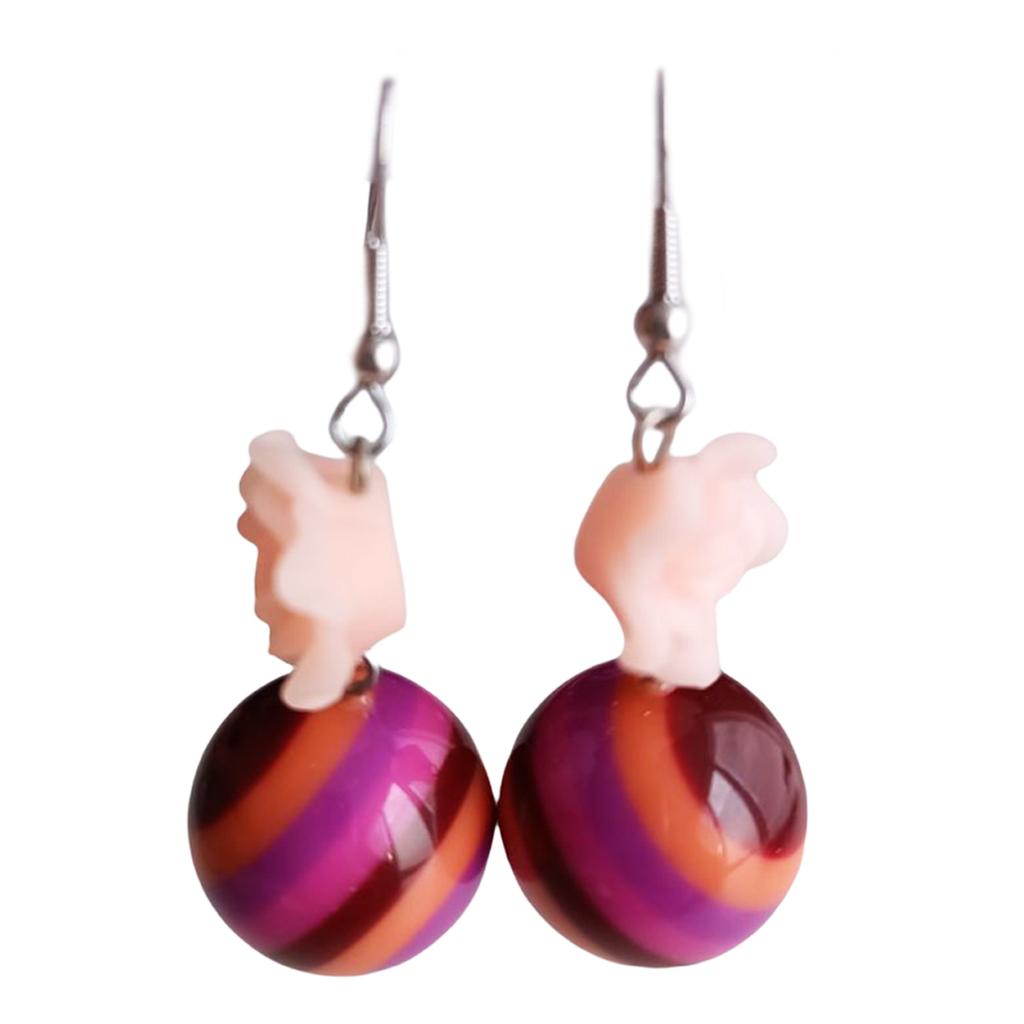 Les Trésors De Lily [R8180] - Resin Earrings 'Coloring' Pink Purple - 35x20 Mm