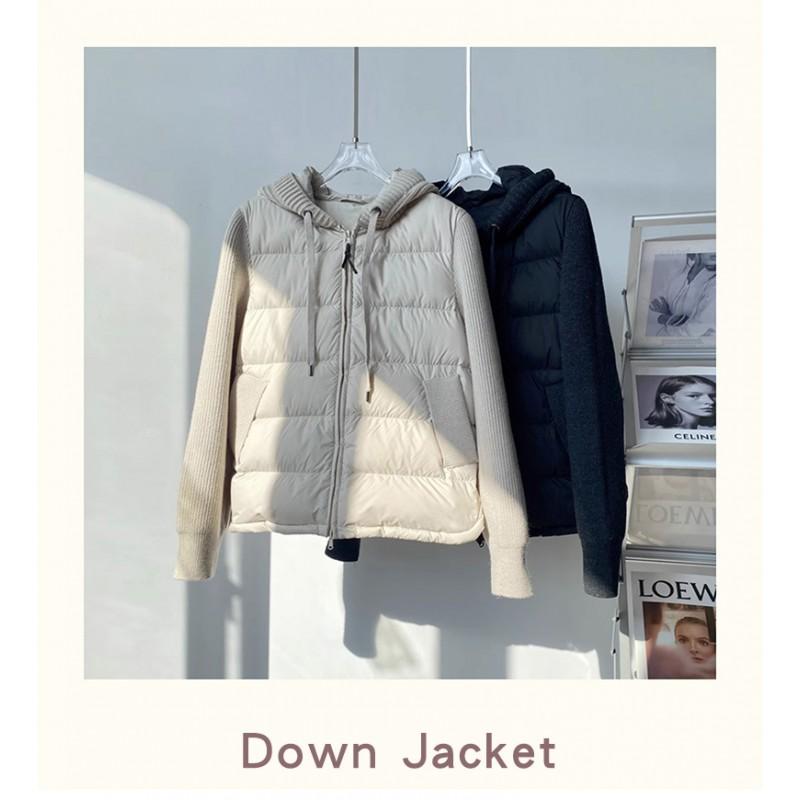 Womens Short Puffer Coat With Stand Collar 90% White Duck Down Fill Loose Fit Warm Winter Jacket Daily Wear