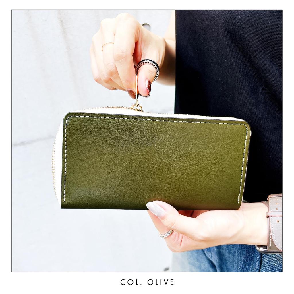 Tochigi Leather Long Wallet for Men and Genuine Round Coin Card Long Leather Round Gentle Red [Trendy Yamagishi] Women, Leather, Zipper, Purse, Slots,