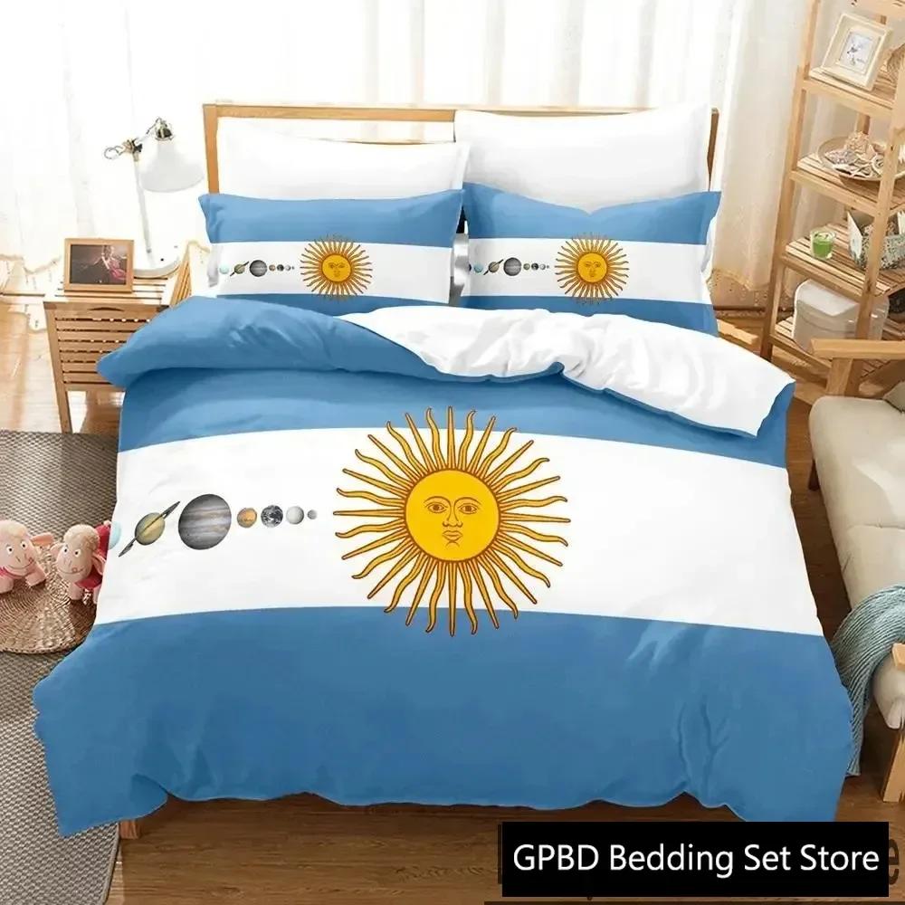 3D Print Argentina Flag Bedding Set Double Twin King Duvet Cover Comforter Pillowcase Boys Girls Adults Bedroom