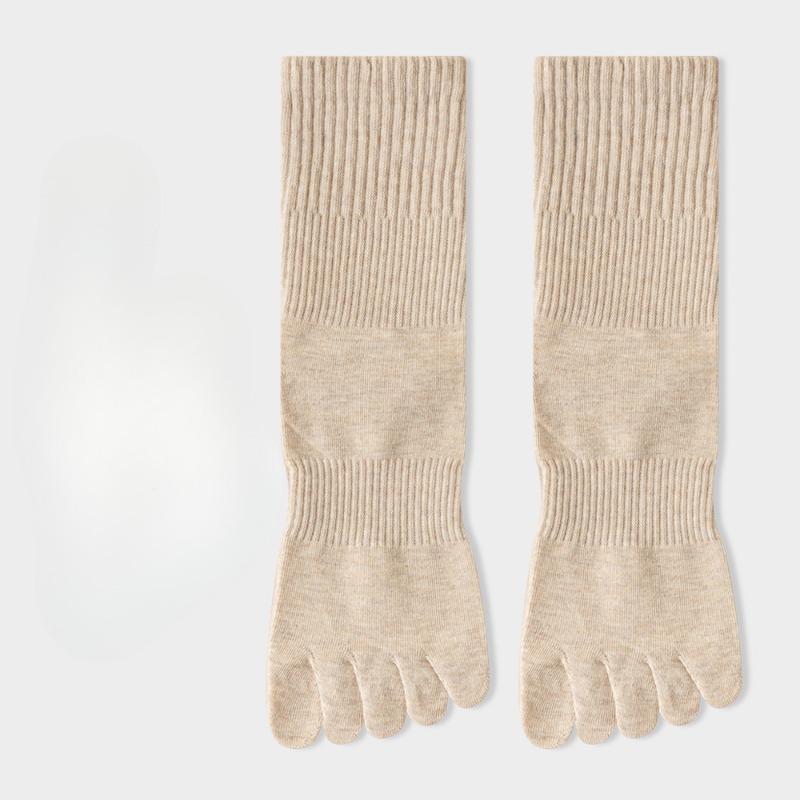 Носки с пятью пальцами, Женские хлопковые носки до середины икры, Антибактериальные, Влагоотводящие, Бесшовные спортивные носки, Тонкие однотонные носки с раздельными пальцами