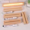 LED Night Light Base Rectangle Display Pedestal Faux Crystal Wooden Lighted Base Stand USB Charging Night Lamp Home Decor