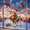 Seasonal Window Art Christmas Sheep Cling, PVC Static Glass Stickers, Reusable Cartoon Party Decor Lamb Sticker for Holiday Home Store Decoration