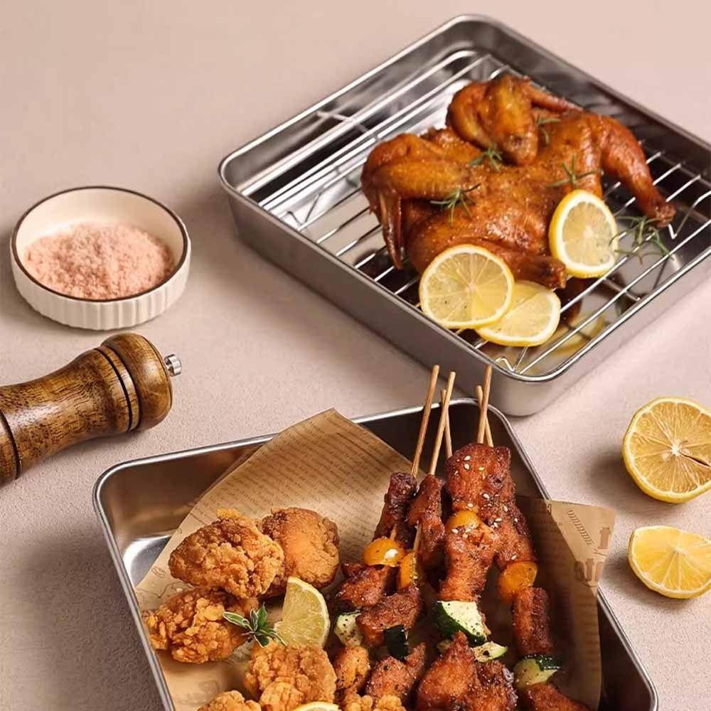 Heat-resistant Baking Tray Stainless Steel Air Fryer Grilling Rack Air Fryer Accessories