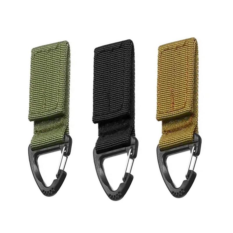 3pcs Tactical Hanging Buckle Nylon Molle Backpack Belt Buckle D-Shaped Outdoor Carabiner EDC Keychain Hook