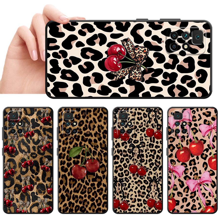 Чехол для телефона Leopard Cherry для Xiaomi Redmi K40 K80 Pro A4 A3 A1 A2 Plus 12C A5 13C 14C 10 9