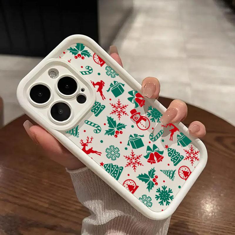 Чехол Для iPhone 15 13 17 16 Чехол Рождественский Снеговик Олень Милый Для IPhone 17Air 11 13 12 16 Pro Max 14 Plus Ударопрочный Чехол для Телефона