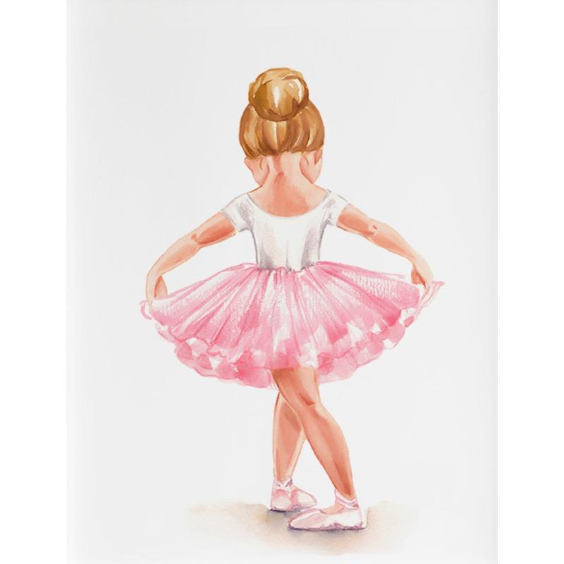 Акварельный постер «Балерина» Красивая девушка танцует балет Холст Живопись Принт Настенное искусство Картина для комнаты девочки Домашний декор Фреска