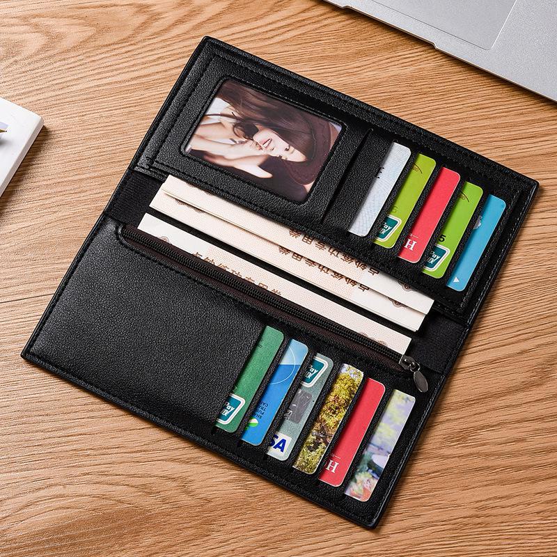 Мужской деловой длинный кошелек: Большая вместимость, много отделений для карт, повседневный стиль сумки