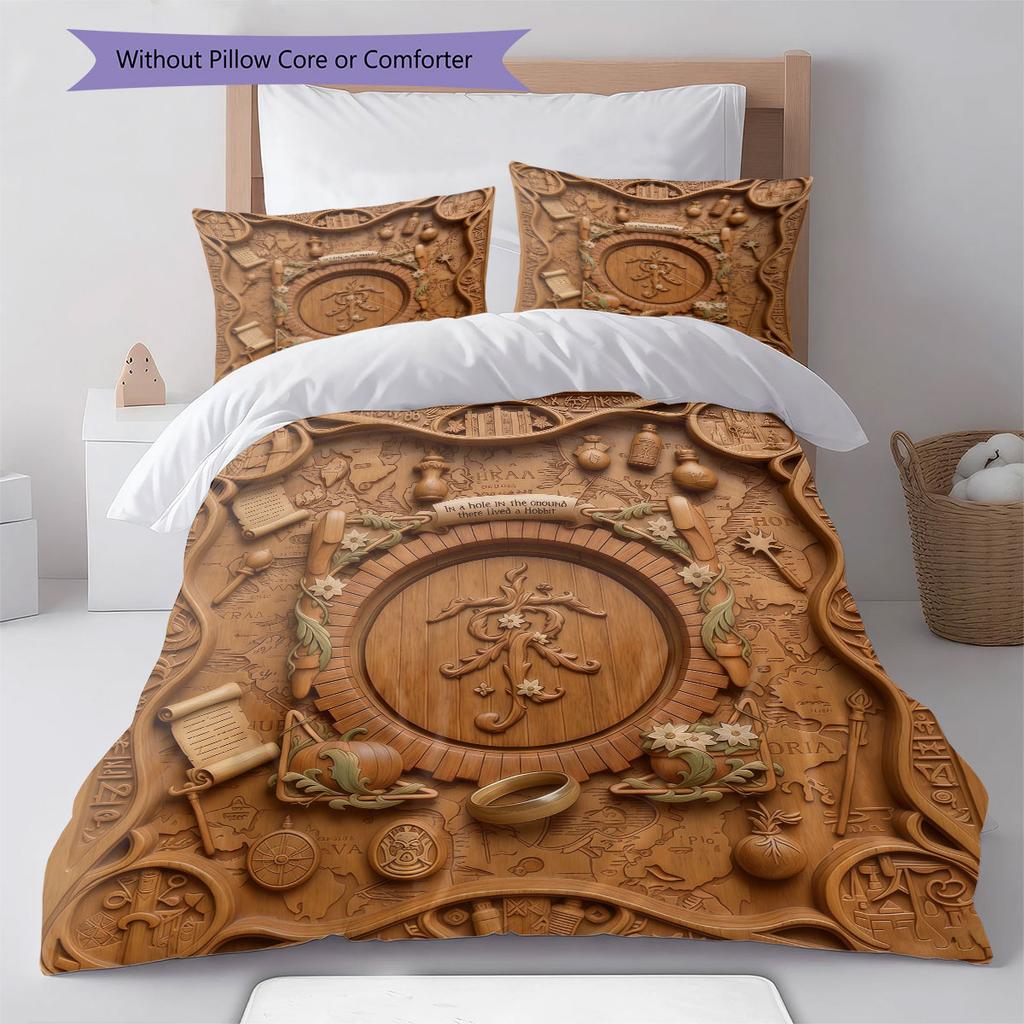TheLordoftheRings Pattern Bedding Quilt Set Quilt Cover Pillowcase Home Decoration Birthday Gift (1 * duvet cover + 2 * pillowcase, without core)