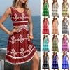 Женские повседневные летние платья без рукавов Весеннее платье с круглым вырезом в стиле пэчворк Бохо с цветочным принтом для коктейльной вечеринки