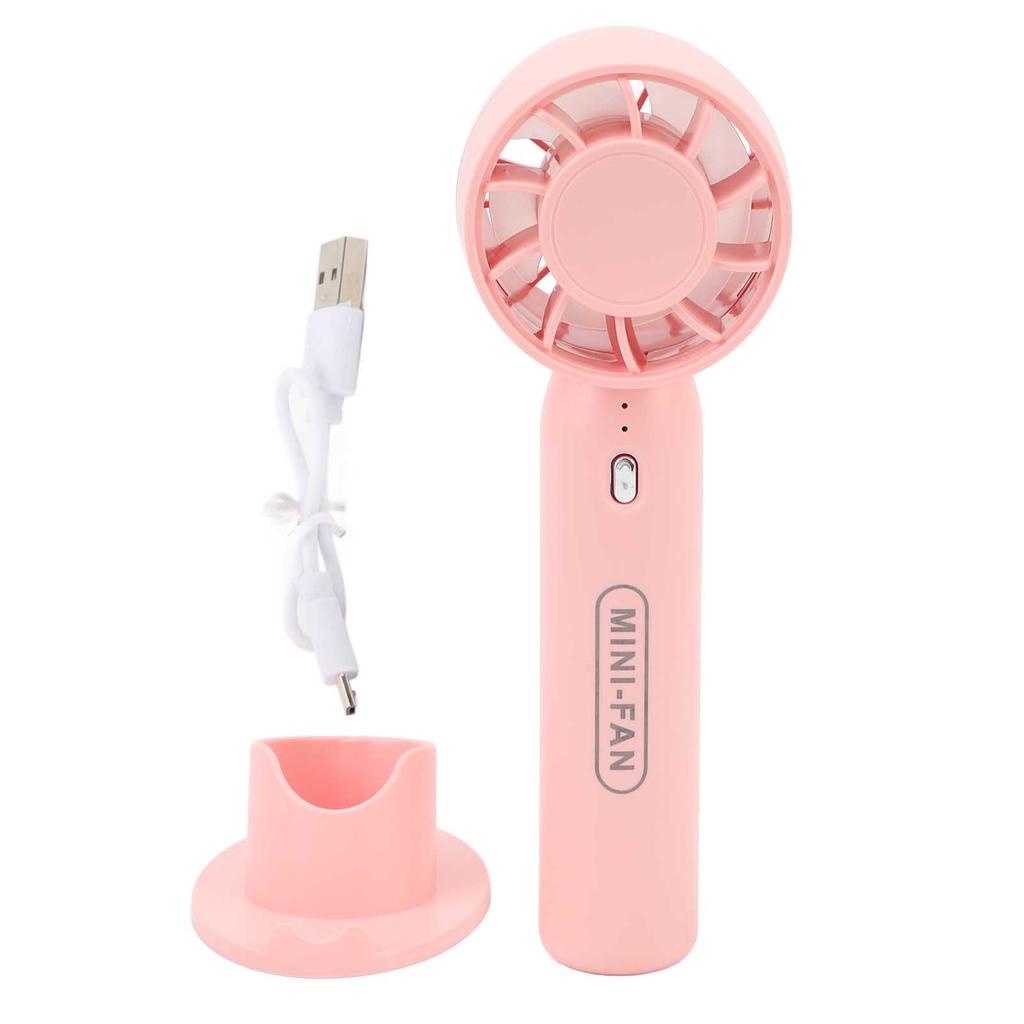 Portable Handheld Fan USB Rechargeable 3 Wind Speeds Safe Turbo Mini Fan for Outdoor Travel Camping Pink