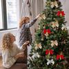 12/240 шт. Рождественские Банты Подвесные Украшения Золотой Серебряный Бантик Украшения для Елки Новый Год Рождественская Вечеринка Украшение для Подарка