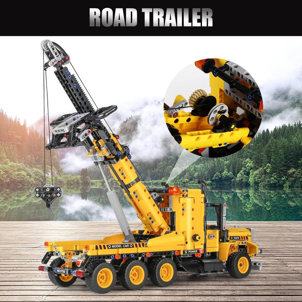 Mold King 17011 Научный и технологический прицепной крановый зажимной блок 1250 Блок строительной серии Грузовик Модель прицепа Сборочный блок Прицепной блок