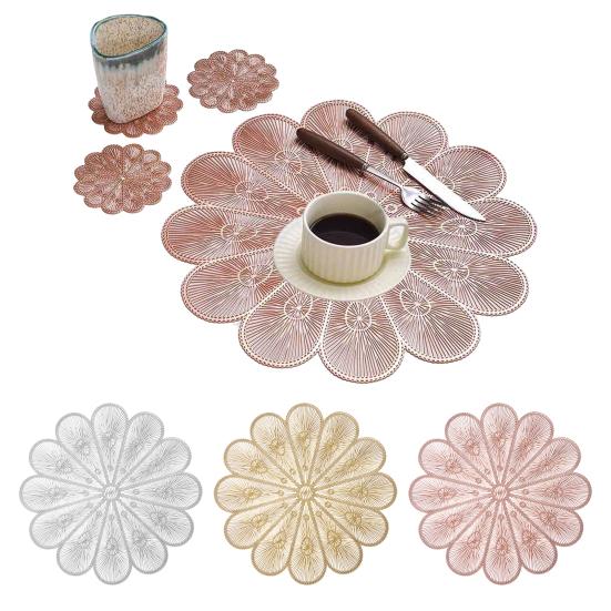 PVC Placemat Heat Insulation Table Mat Cup Pads Non-Slip Coaster for Dining