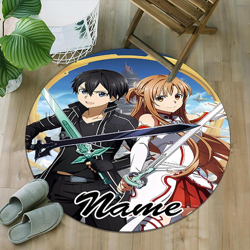 Customizable S-Sword Art Online1 Round Non-Slip Carpet - Ideal for Garden, Picnic, Office, Perfect for Decoration, Suitable For All Seasons