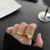 Elegant Double-Layer Gemstone Titanium Steel Ring for Women