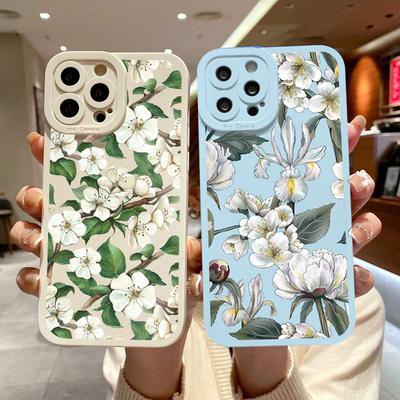 Ретро Чехол для телефона с цветами весеннего цветения Для iPhone 11 7 8 Plus SE 2020 14Plus 12 13 Pro Max X XR XS Мягкая силиконовая задняя крышка Funda