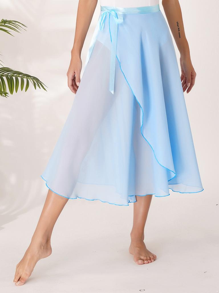 Ladies Professional Ballet Dance Wrap Skirt Chiffon Adult Asymmetrical Skirt Modern Dance Training Accessories