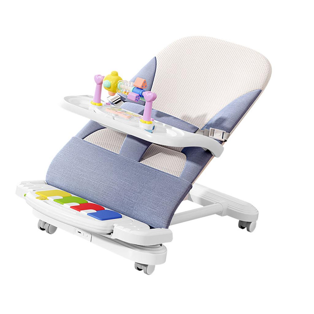 Детское кресло-качалка со съемным подносом для еды Универсальные колеса Ножное пианино Музыка Детское кресло-качалка
