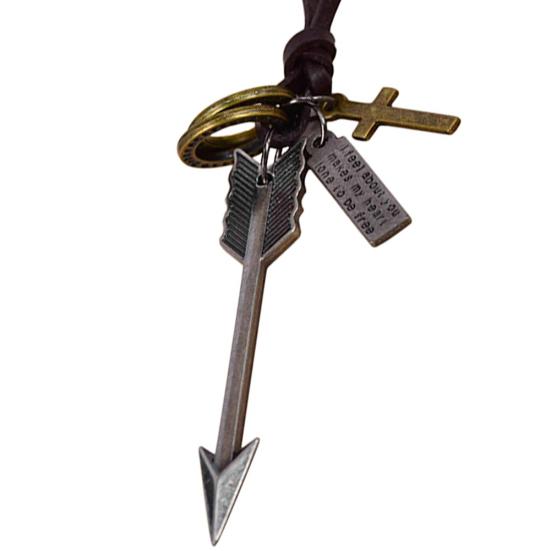 Мужские стрелки, круги, кресты, подвески, шнур из искусственной кожи, регулируемое шикарное ожерелье