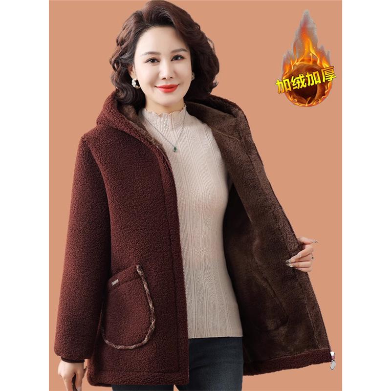 Зимнее пальто на флисовой подкладке больших размеров для женщин среднего и пожилого возраста