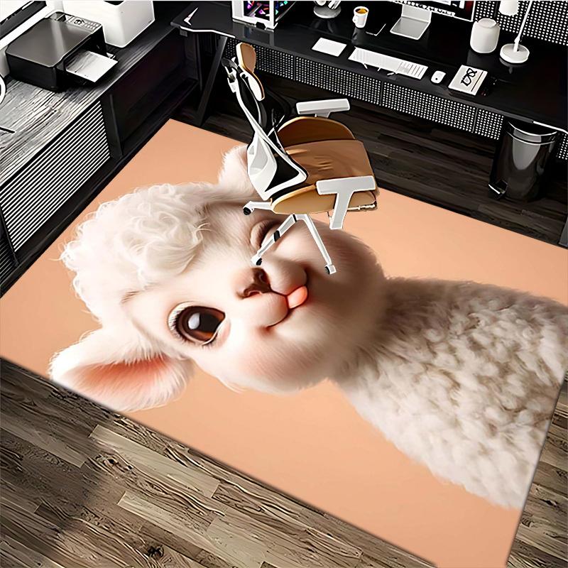 1pc Anime Alpaca Chair Mat - Cute Alpaca Design Office Rug for Desk, Anti-Slip Carpet for Home Decor, Suitable for All Seasons and Perfect as a Gift.C