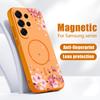 Магнитный Чехол Для Magsafe Для Samsung Galaxy S26 Ultra S25 Edge S24 Plus S23 FE S22 A17 A54 A55 A56 A57 5G Мультяшный Цветочный Чехол Ромашки Цветы Персика