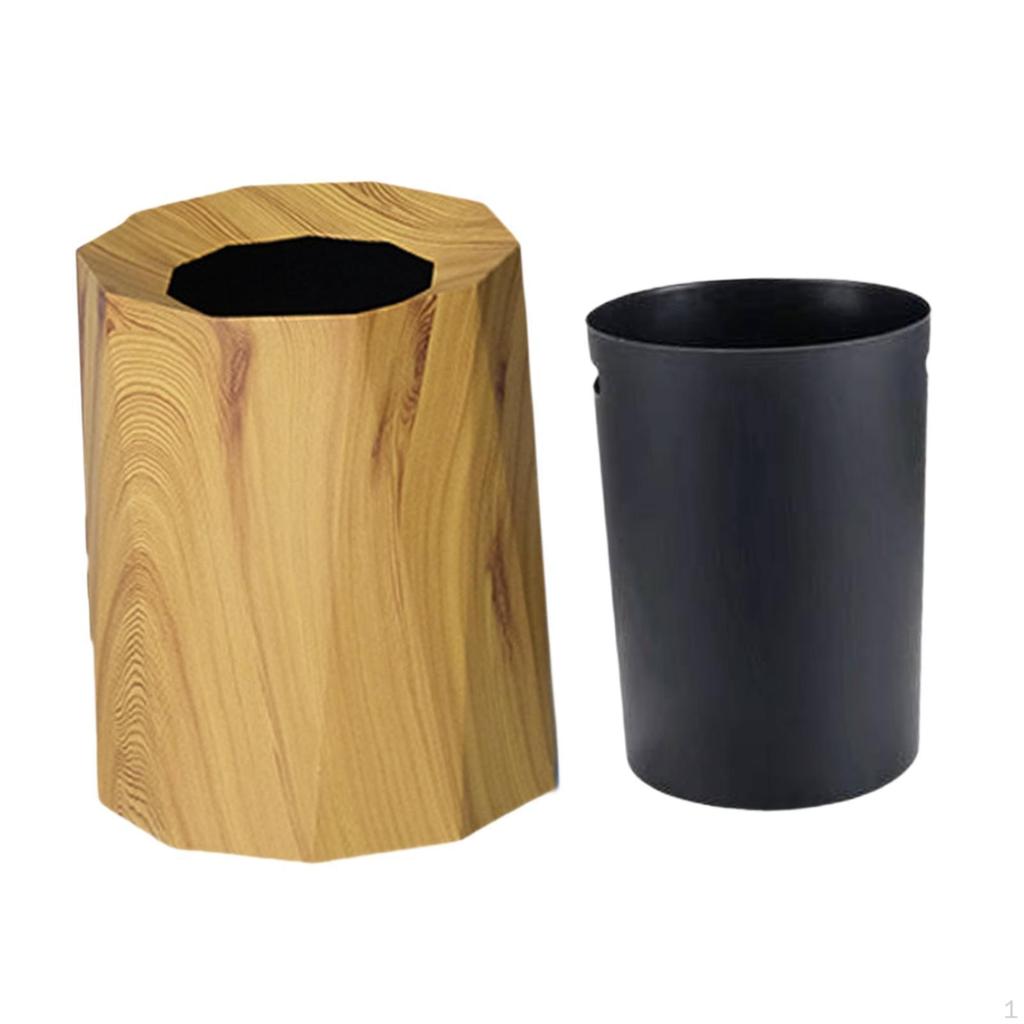 Round Trash Can Rubbish Bin Household Decorative Reusable Waste Basket for Laundry Room