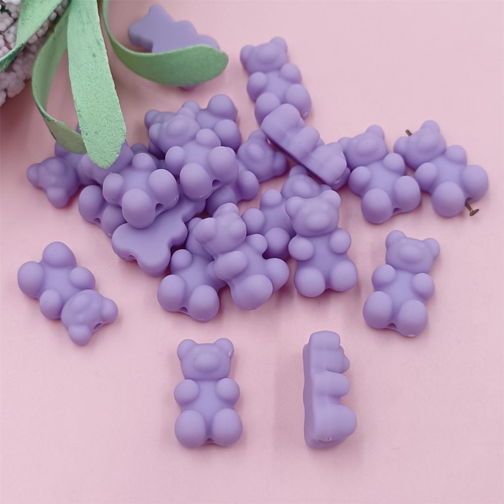 Творческие милые бусины в виде медведя, свободные бусины, 20 шт., браслеты своими руками, изготовление ювелирных изделий, резиновое ожерелье в форме медведя, 18*11 мм, однотонный цвет