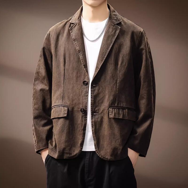 Мужской блейзер в американском ретро стиле с вырезом на лацкане