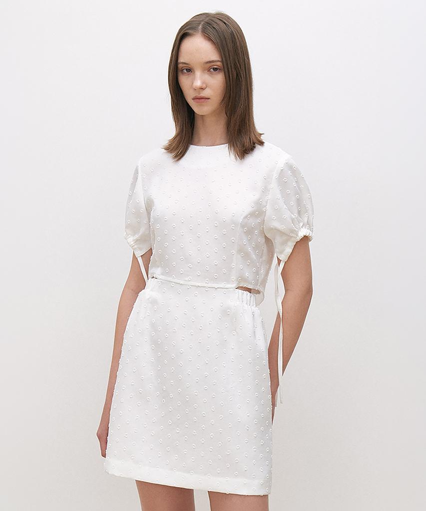 Seutimillon Back-Point Puff Sleeve Mini Dress_White