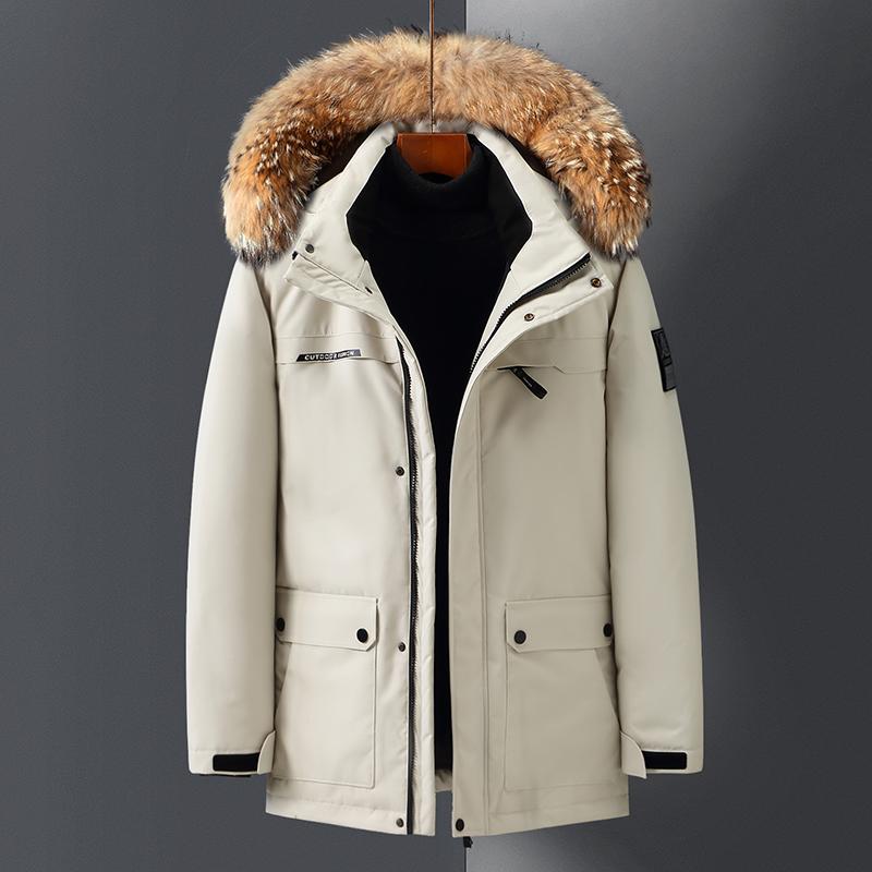 Real Fur Collar Winter White Duck Down Coats for Men Parkas Hooded Thick Warm Down Jackets Man Outerwears