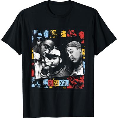 Официальная футболка с коллажем De La Soul - Мужская черная футболка с коротким рукавом и круглым вырезом - Размер S - Музыкальная тематика - Унисекс для взрослых(1)