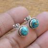 Серьги-гвоздики из стерлингового серебра 925 пробы с бирюзой и драгоценными камнями Ювелирный подарок для женщин - прибл. 3,95 г
